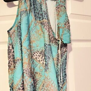 Chic Turquoise and Gray Women's Top